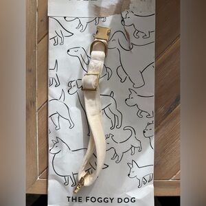 The Foggy Dog Ivory Dog Collar with Gold Buckle